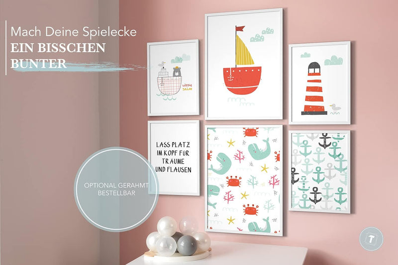 Papierschmiede® Bilder Kinderzimmer Kids Mood Poster Set Ahoi Strand, Kinderzimmer Bilder Babyzimmer