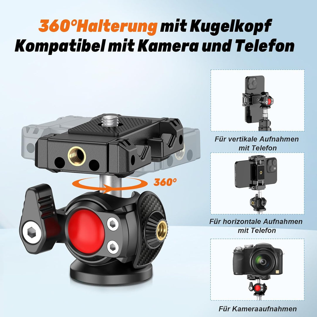 XXZU 210cm/83in Lichtstativ mit Kugelkopf, Kamera Beleuchtungsstativ Umkehrbares Tragbares Studio-Be