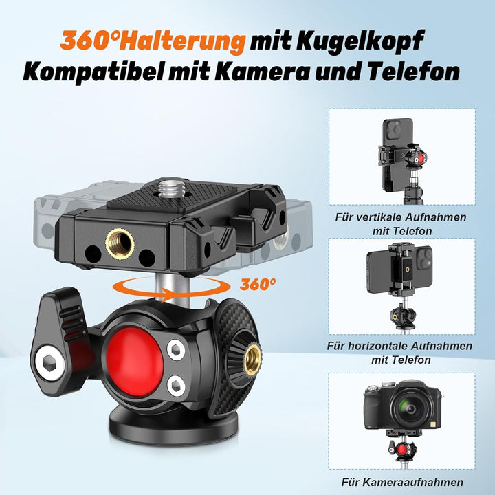 XXZU 210cm/83in Lichtstativ mit Kugelkopf, Kamera Beleuchtungsstativ Umkehrbares Tragbares Studio-Be