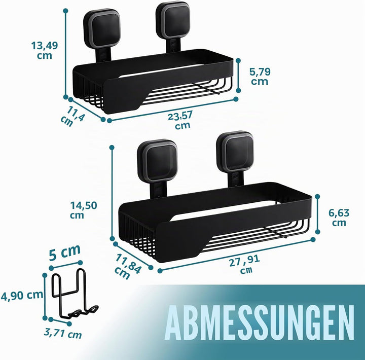 TAILI Dusch-Caddy, Saugnapf, Edelstahl, Rostfrei, ohne Bohren, Wandkorb, Grosses Fassungsvermögen, A