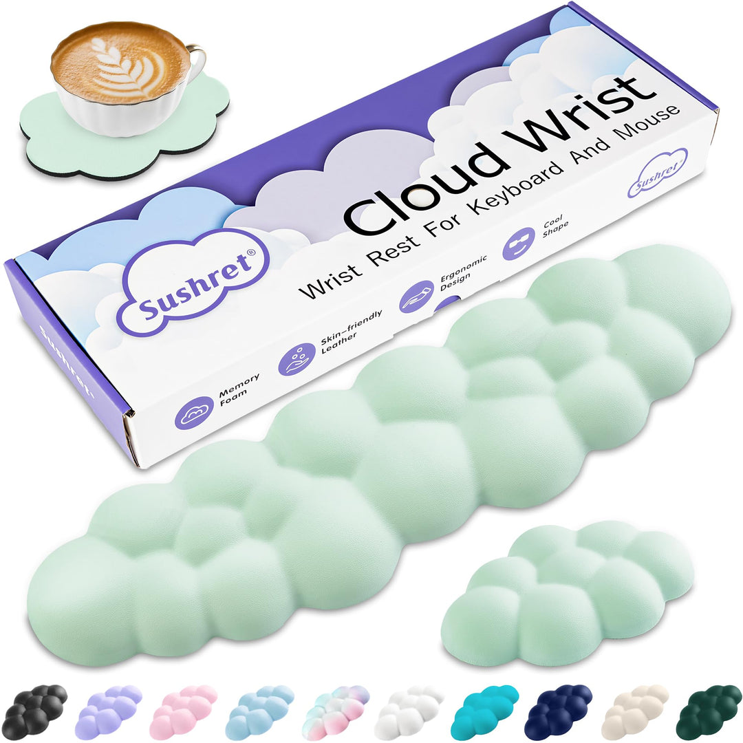 Sushret Wolke Handballenauflage Tastatur, Ergonomisches Wolke Handauflage Tastatur Mit Pu Leder Memo