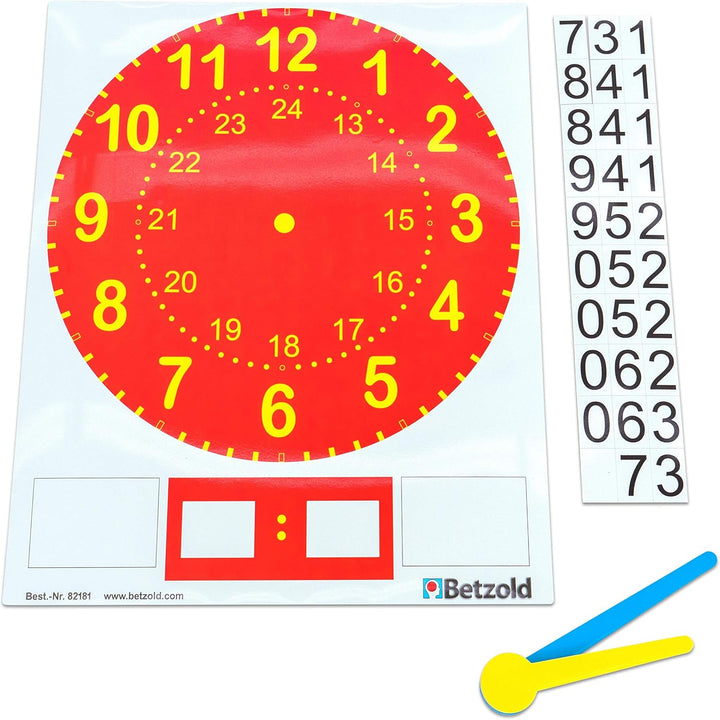 Betzold - Magnetische Tafel-Uhr - Zeitdarstellung Schule Unterricht Uhrzeit Mehrfarbig, Mehrfarbig
