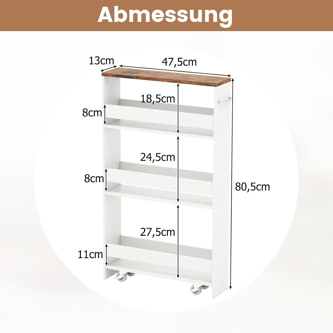 GIANTEX Nischenregal 13cm breit, Küchenregal Küchenschrank Küchenwagen , Nischenschrank Nischenwagen