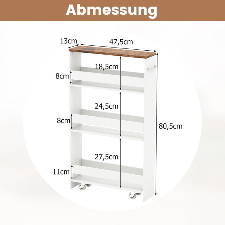GIANTEX Nischenregal 13cm breit, Küchenregal Küchenschrank Küchenwagen , Nischenschrank Nischenwagen