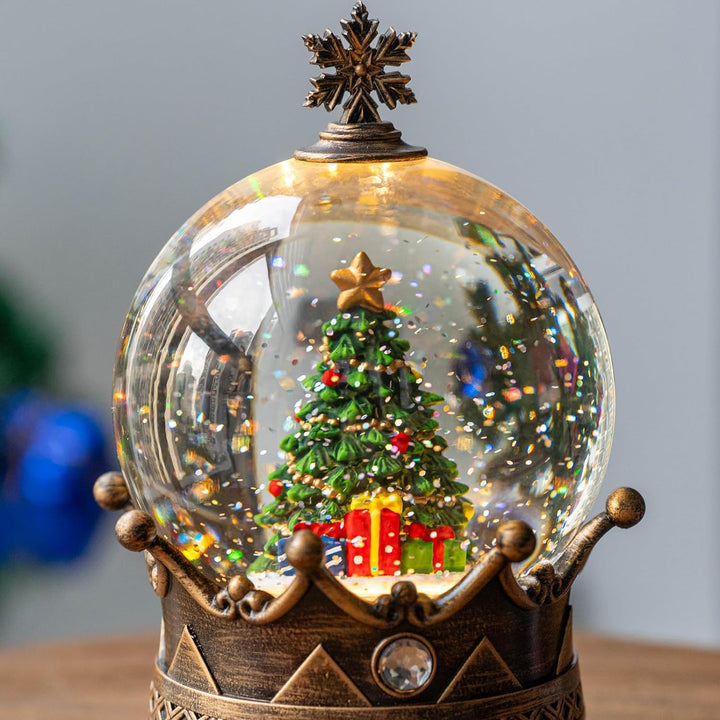 Weihnachten Schneekugel Laterne Wasser glitzernde Weihnachtsbaumkrone mit Musik & Timer, USB gefütte