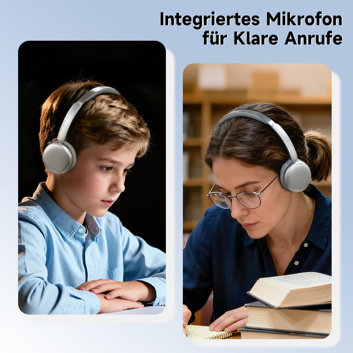 MiniGo Bluetooth Kopfhörer Over-Ear mit 80h Spielzeit, Noise Cancelling Kopfhörer Over Ear/ENC, Blue