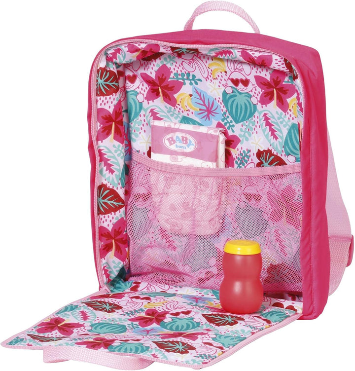 BABY born Holiday Wickelrucksack, Puppenwickeltasche in pink inkl. 1 Windel und Puderdose, 829233 Za