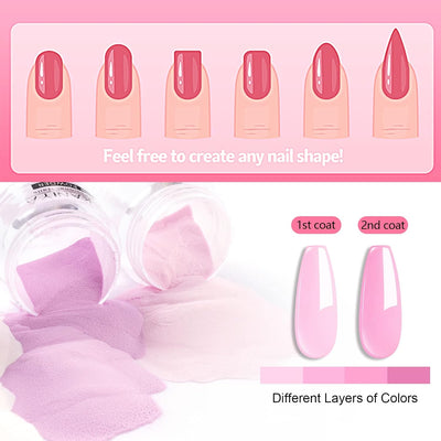 Nail Dip Powder Starter Set 8 Farben Clear White Pink Nagelpuder Gel für Nägel Set mit Base Top Coat