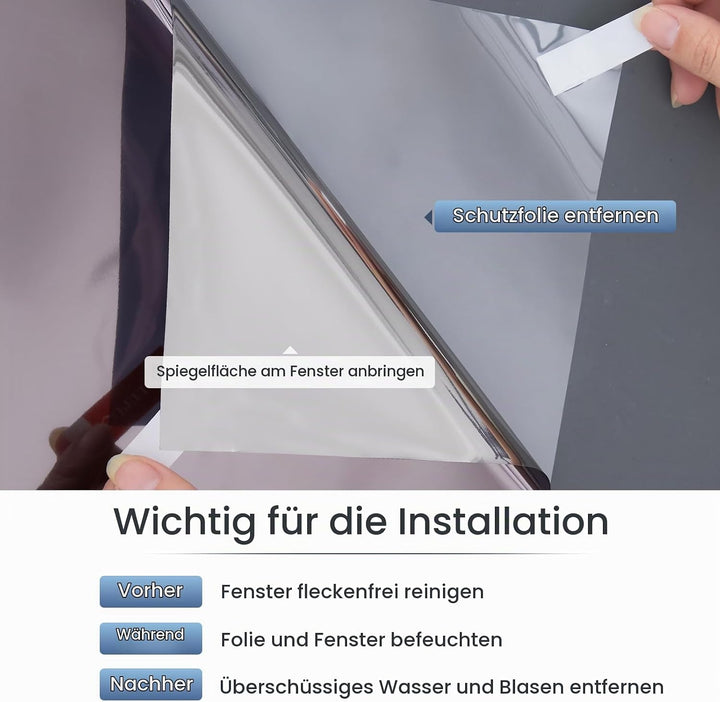 Lifetree Fensterfolie Spiegelfolie Wärmereflektion Selbstklebend Sonnenschutzfolie Wärmegrad Kontrol
