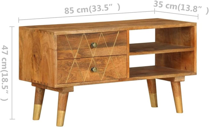 vidaXL Mangoholz Massiv TV Schrank mit 2 Schubladen 2 Fächern TV Möbel Lowboard Fernsehtisch Fernseh