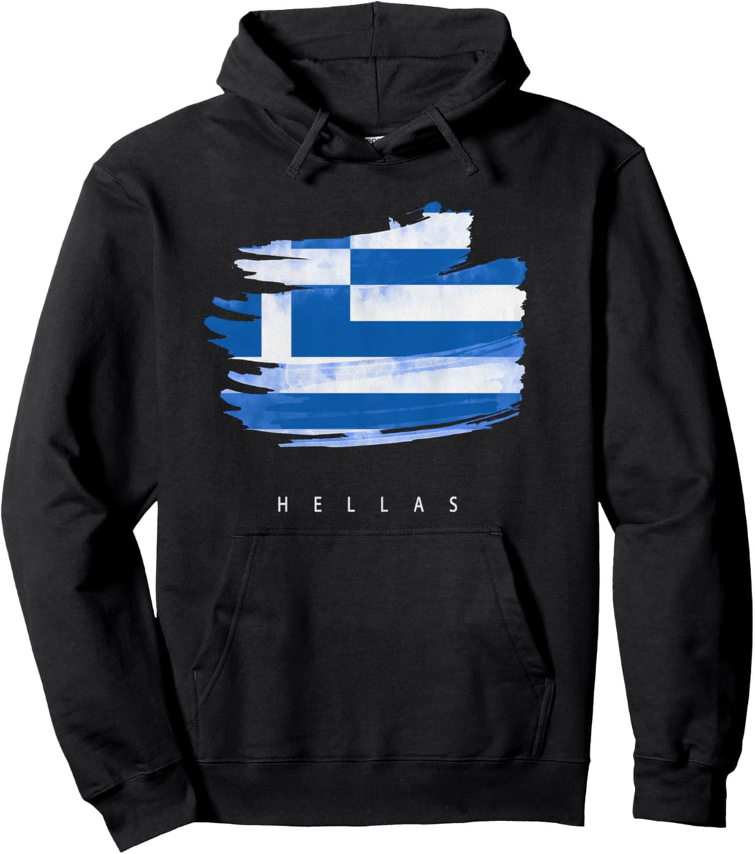 Griechische Flagge Wasserfarbe Hellas Pullover Hoodie