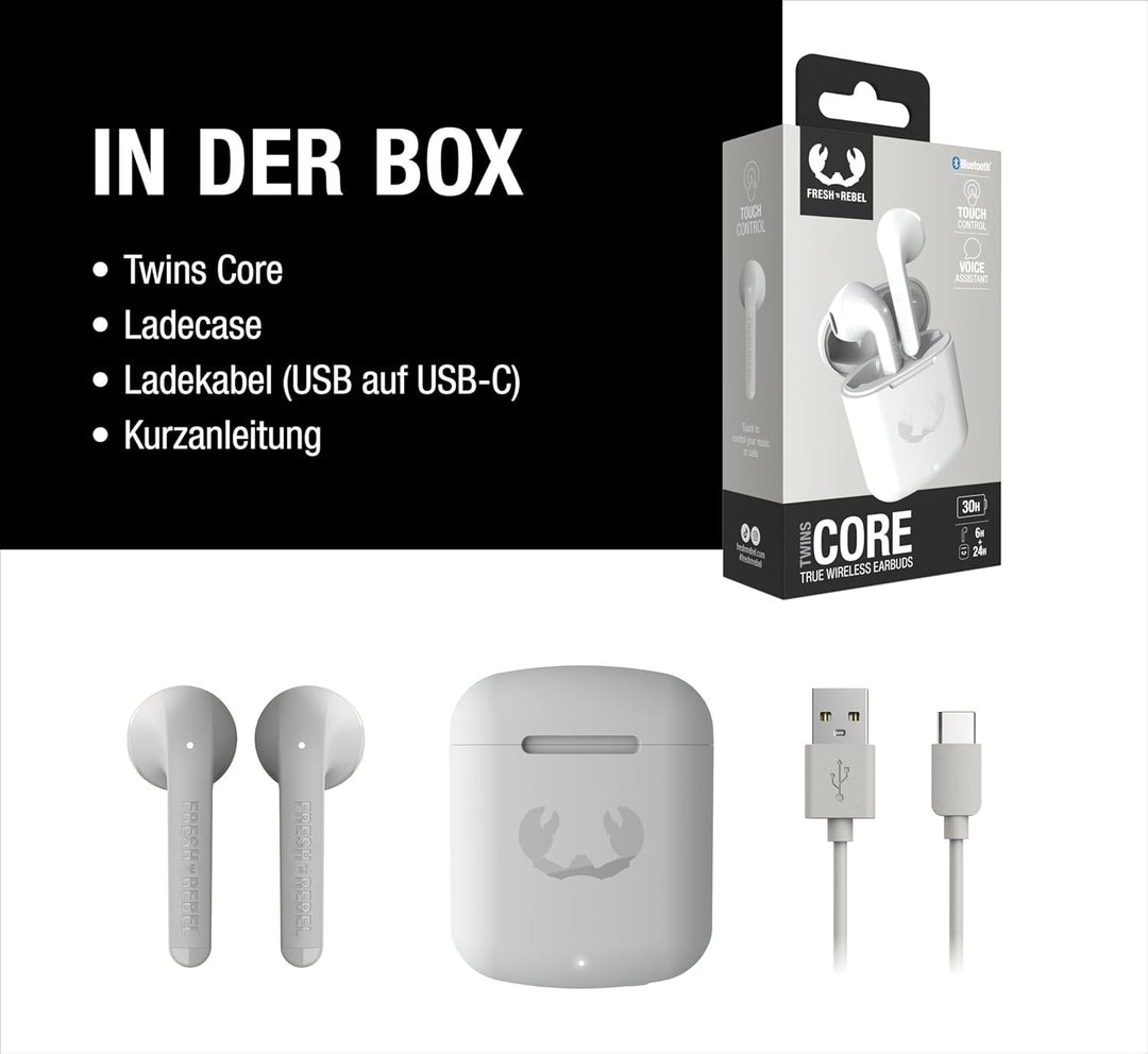 Fresh 'n Rebel Twins Core, True Wireless kabellose In-Ear Bluetooth Kopfhörer, mit Sprachassistent,