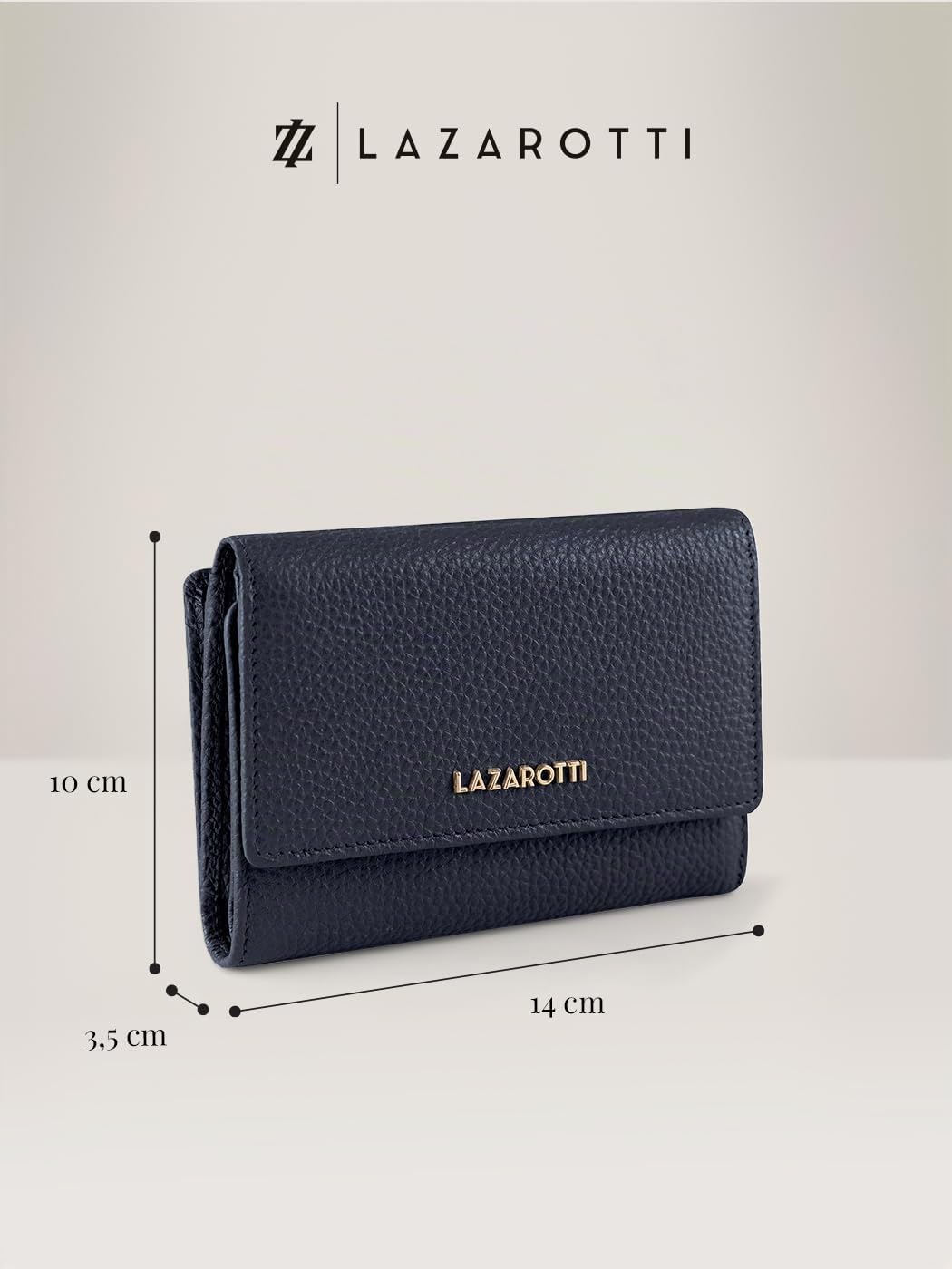 Lazarotti Bologna XL Leder Damen-Geldbörse | grosses Reissverschlussfach, 15 Kartenfächer, RFID-Schu