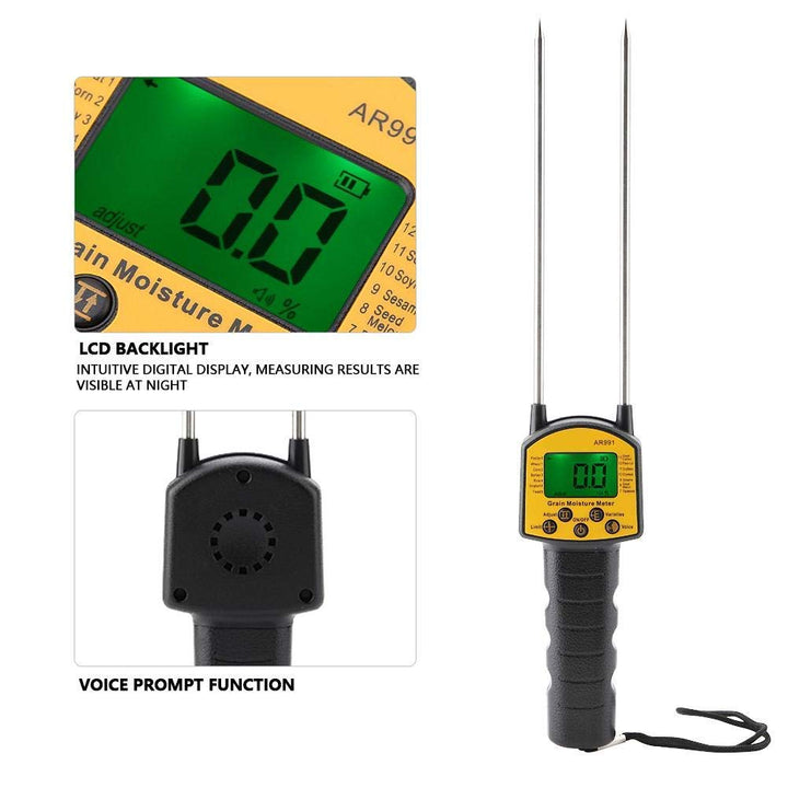 Digitales Getreide Feuchtemessgerät, Korn Feuchtigkeitsmessgerät Holz AR991 mit LCD Display und Dopp