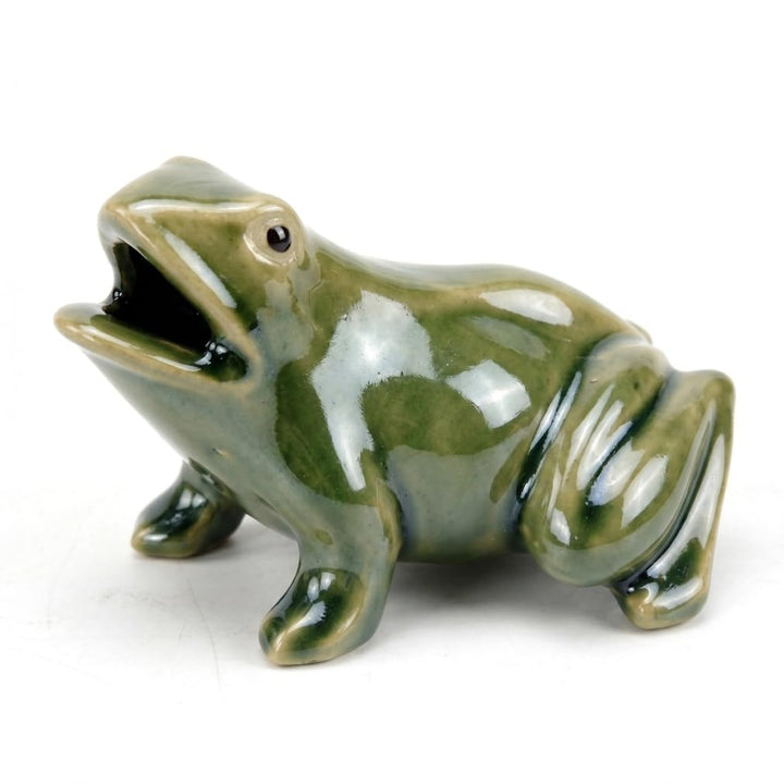 Teichspucker, lebensechter Frosch-Wasserbrunnen, Kleiner Keramik-Brunnenspucker mit kontinuierlichem