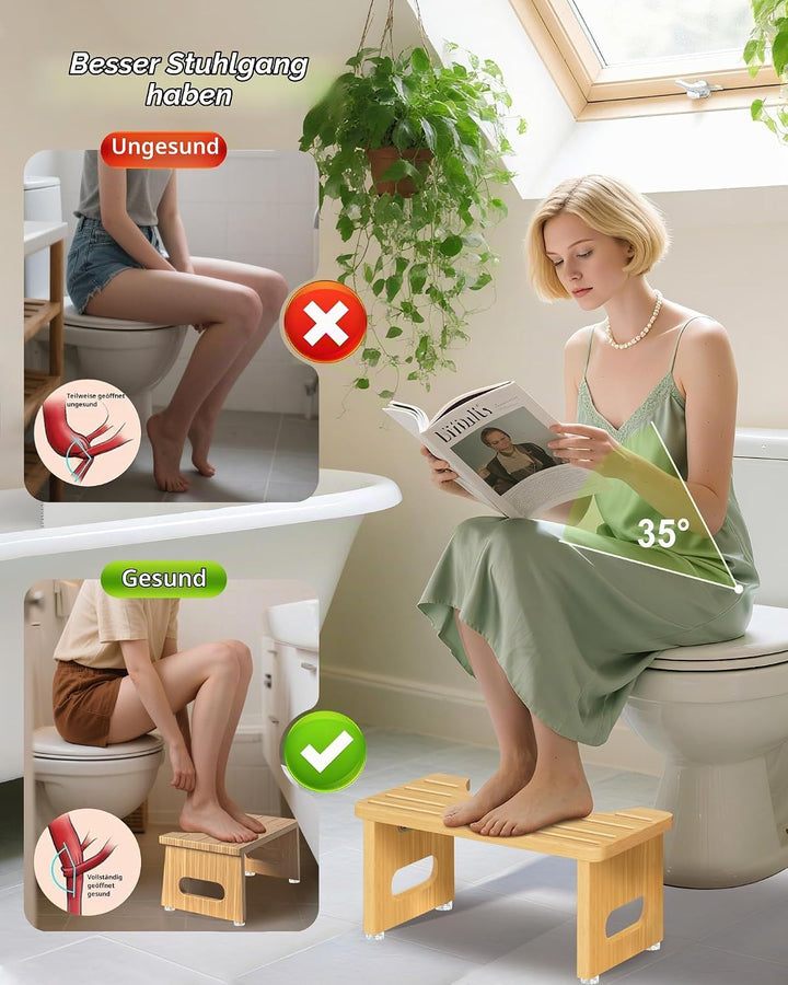 Toilettenhocker Holz – WC Hocker fur Erwachsene – Toilettenhocker Holz Klappbar - Squatty Kackhocker