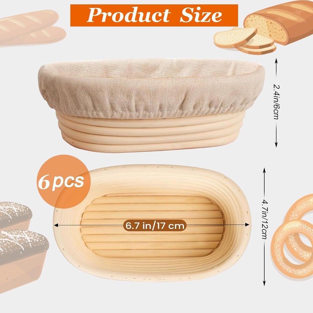 Ovaler langer Banneton-Brotgärkörbe, Rattankorb mit Leineneinsatz, Sauerteigbrot, Backzubehör für pr