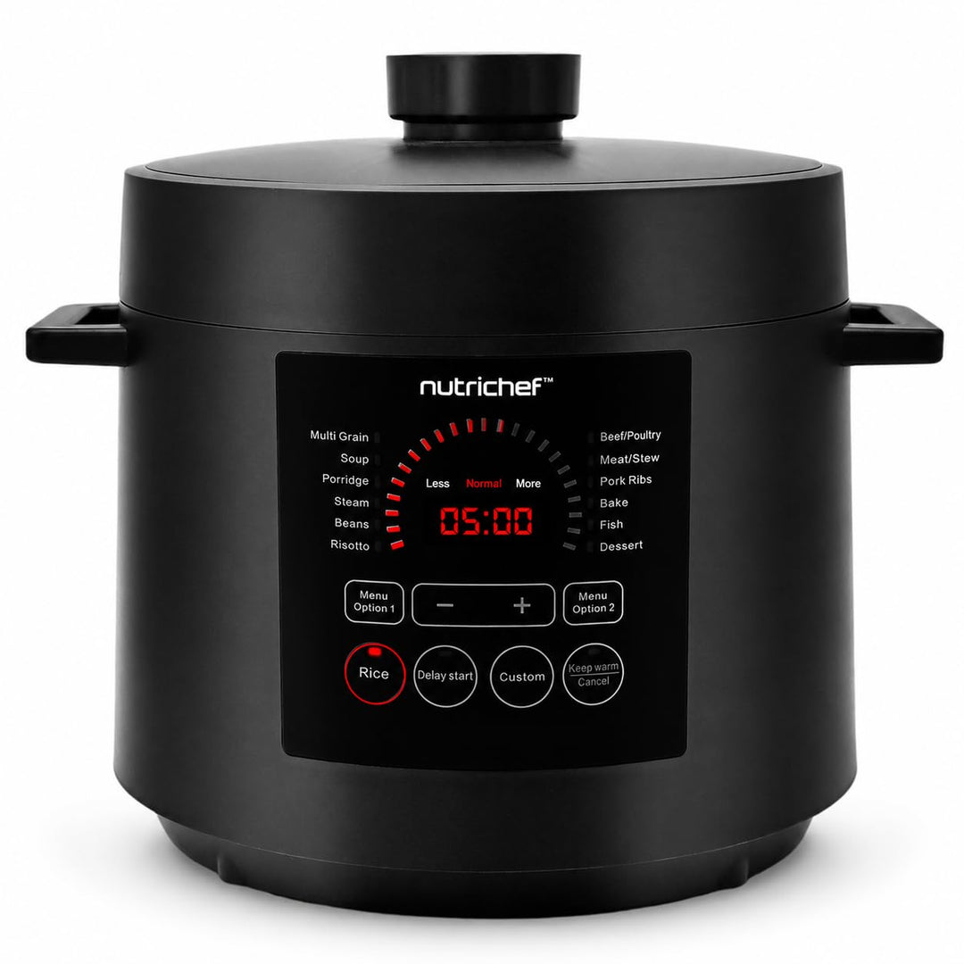 NutriChef Multikocher 5,7 L Elektrischer Schnellkochtopf, 9 Programme, Digitaler Druckkocher, Reisko