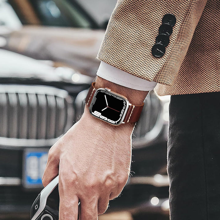 Bandsie Lederarmband kompatibel mit Apple Watch Armband 44mm 45mm 42mm 49mm für Männer/Frauen, Klass