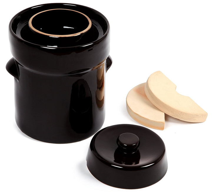 Gärtopf 10 L Braun + Beschwerungssteine | Fermentation mit Sauerkrauttopf | Einmachtopf zum Konservi