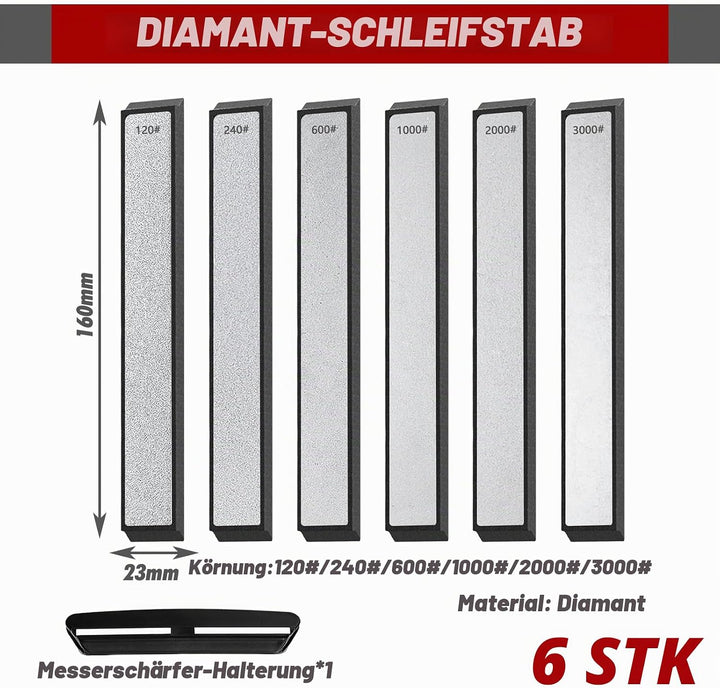 Schleifstein Set,6 Stück Diamant Abziehstein Mit Messerschärfwinkel-Einsteller,Messerschärfer-Stein,