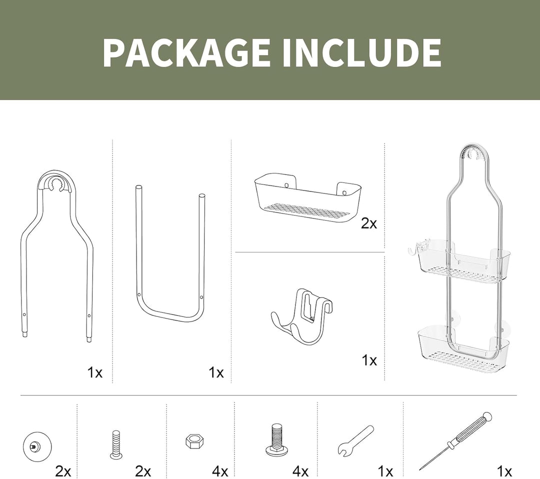 Ettori Hängende Dusche Caddy, 2-Schicht rostfreier Dusche Organizer, Aluminium Badezimmer Organizer