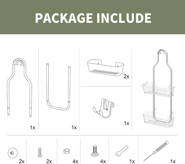 Ettori Hängende Dusche Caddy, 2-Schicht rostfreier Dusche Organizer, Aluminium Badezimmer Organizer