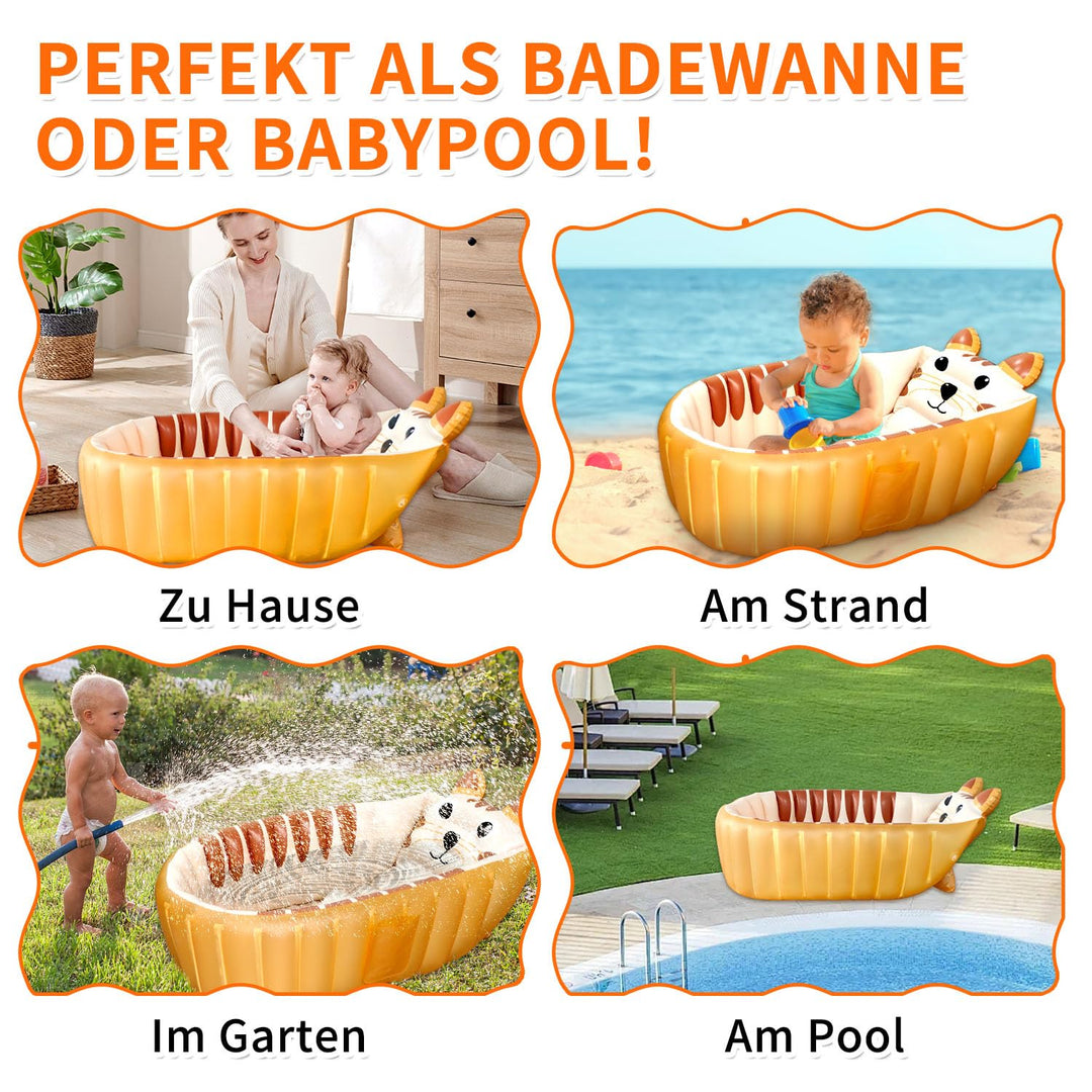 Aufblasbare Badewanne, Kinderbadewanne, Rutschfester Babypool zum Sitzen, Faltbarer Duschbecken für