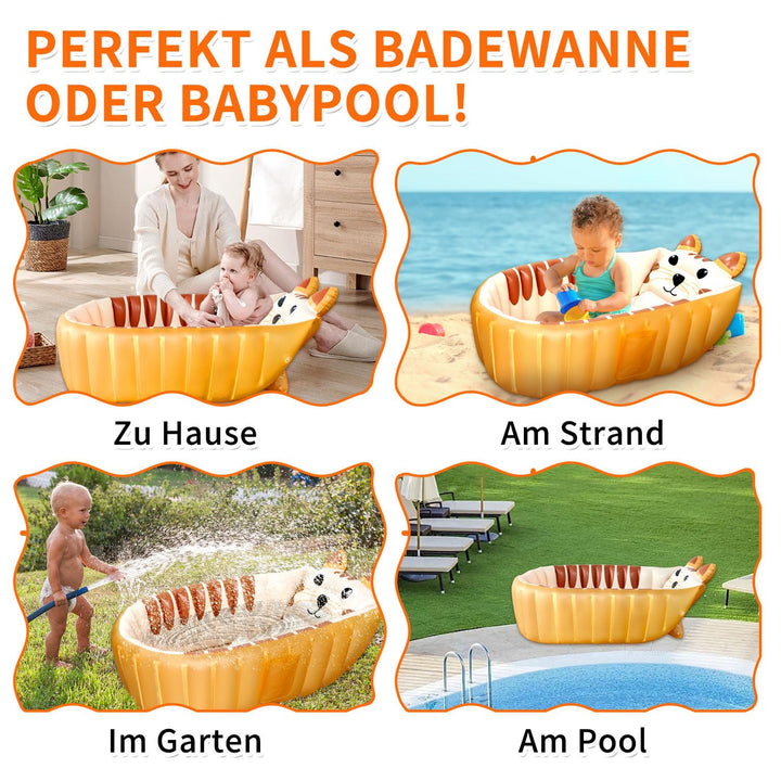 Aufblasbare Badewanne, Kinderbadewanne, Rutschfester Babypool zum Sitzen, Faltbarer Duschbecken für
