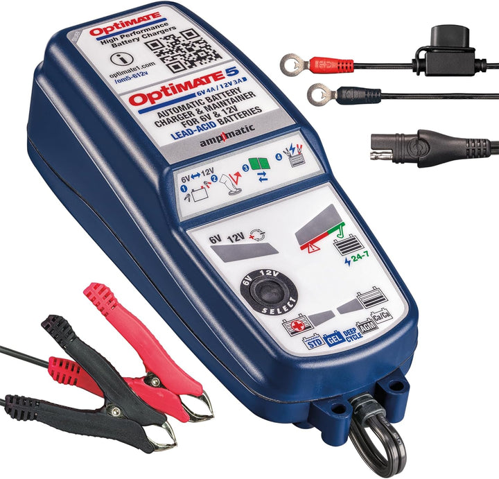 OptiMate 5 Select, TM320, 8-stufiges gekapseltes batterieschonendes 6V 4A / 12V 3A Lade- & Wartungsg
