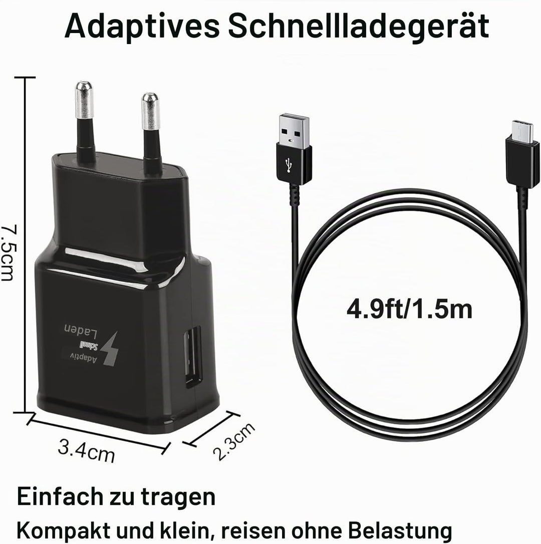 2er Pack USB C Ladegerät mit Ladekabel 1,5m für Samsung Galaxy S22 S21 S20 S8+ S9+ S10+ S10e S9 S8 A