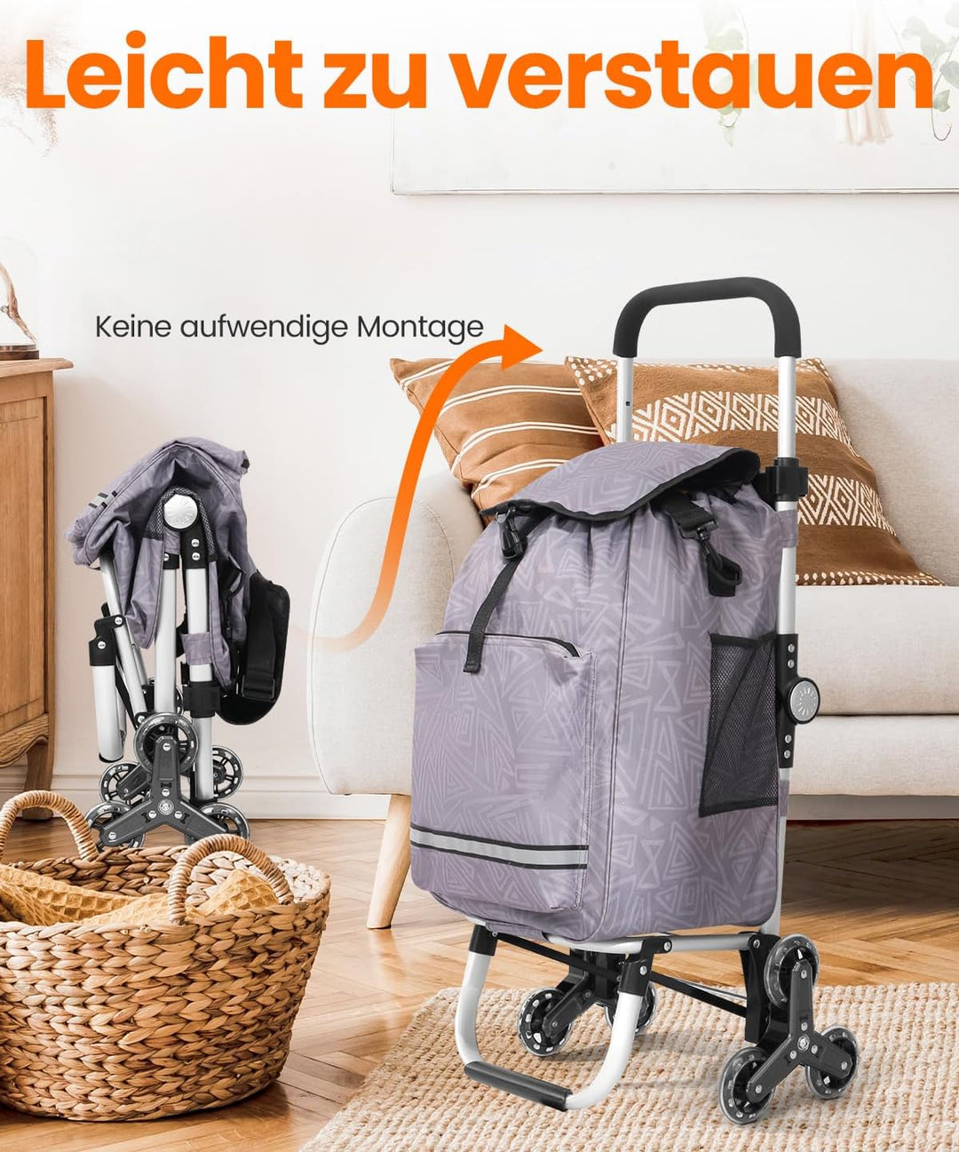 Homecall Einkaufstrolley klappbar Einkaufswagen mit 50L + 5L kühlfunktion Bis 50KG, Einkaufstasche m