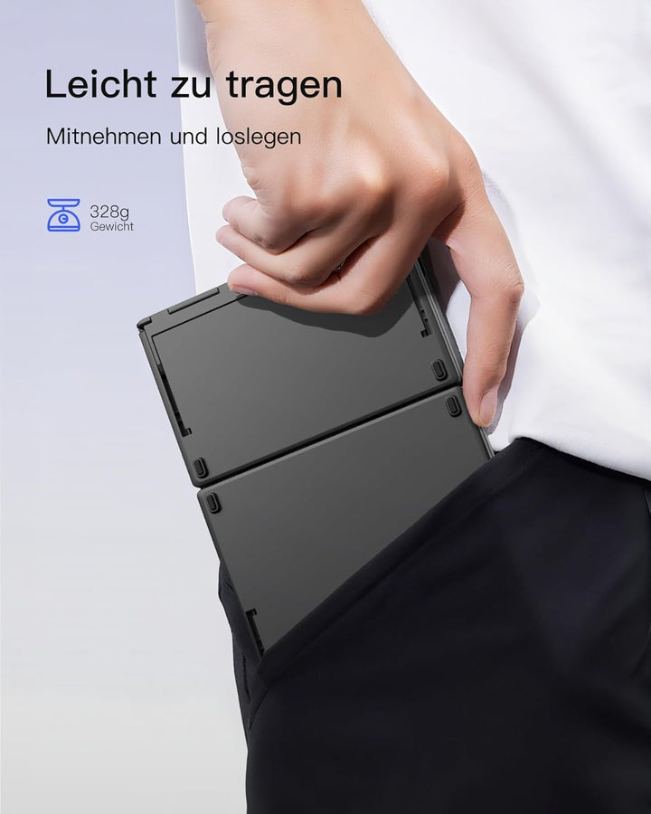 Inateck Faltbare Tastatur Kabellos,Klappbare Tastatur mit Ziffernblock mit 3 Kanälen,AI-Key,mit Stän