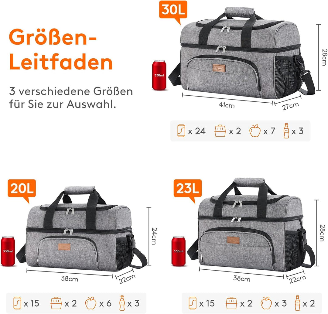 Lifewit Kühltasche Kühlbox Gross Einkaufstasche Faltbar Cooler Bag Sportliche Isoliertasche Double D