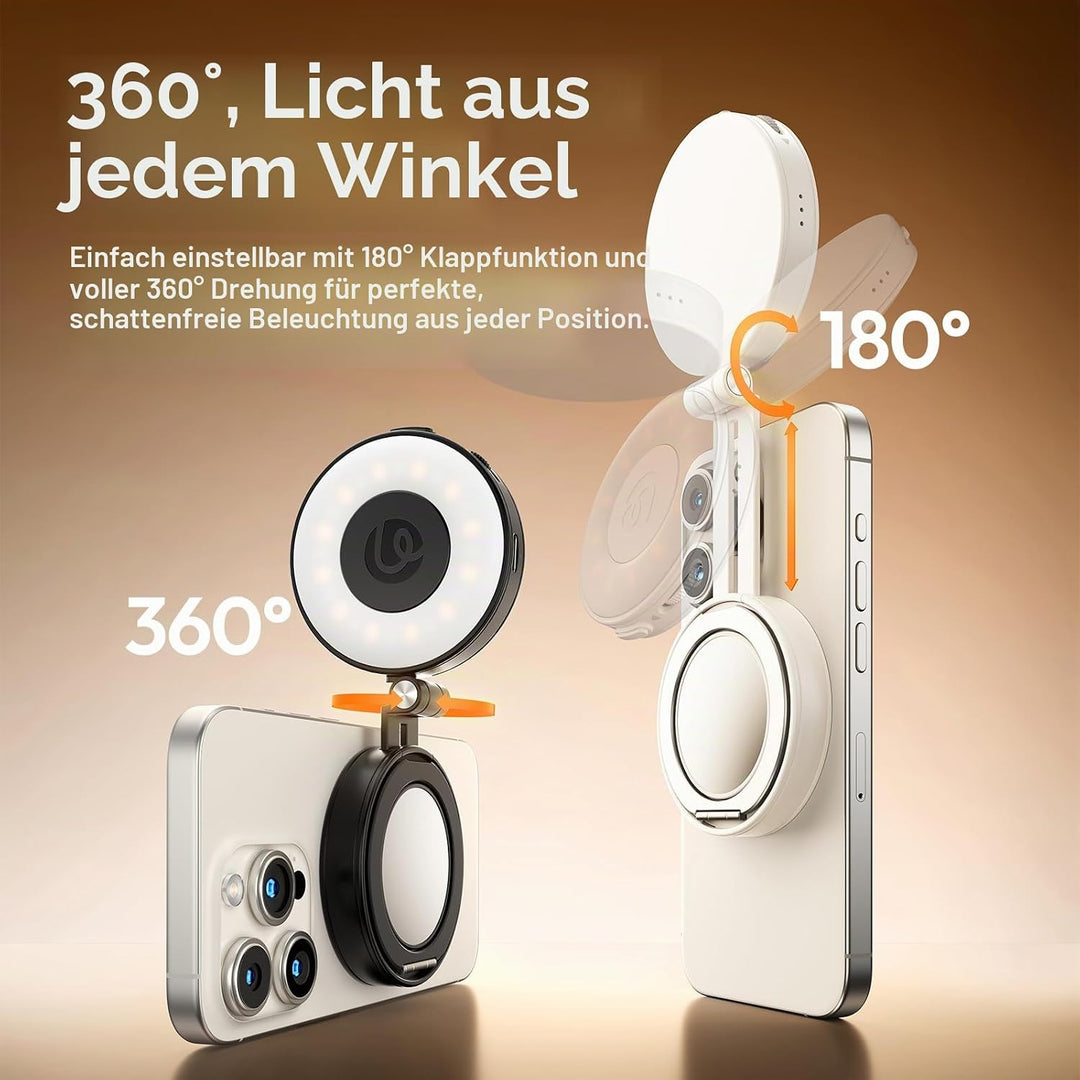 ULANZI Magnetische Selfie Licht kompatibel mit Magsafe, verbessertes 360°-Selfie Ringlicht für iPhon