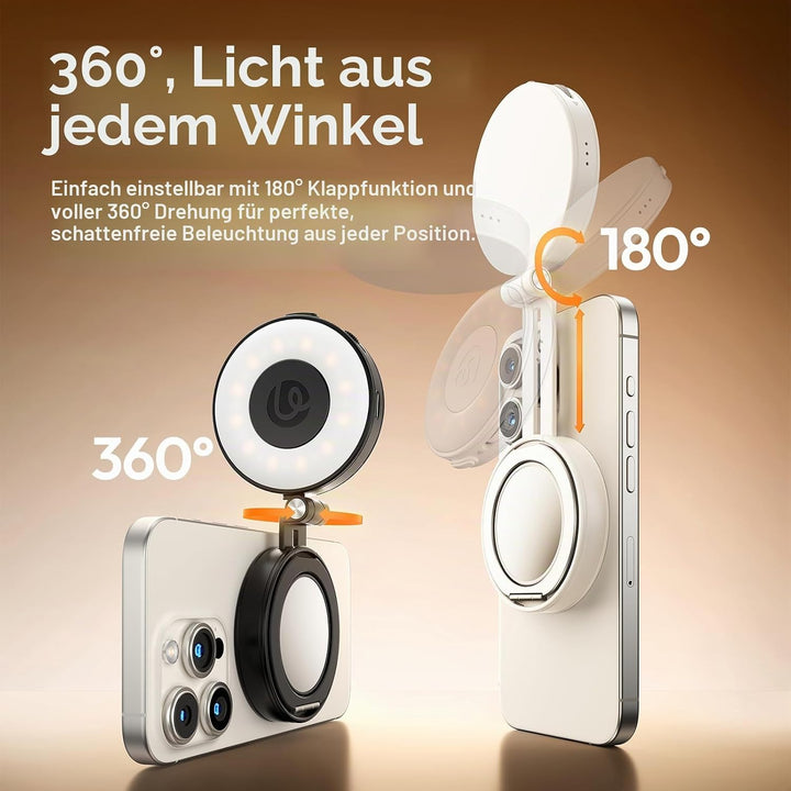 ULANZI Magnetische Selfie Licht kompatibel mit Magsafe, verbessertes 360°-Selfie Ringlicht für iPhon