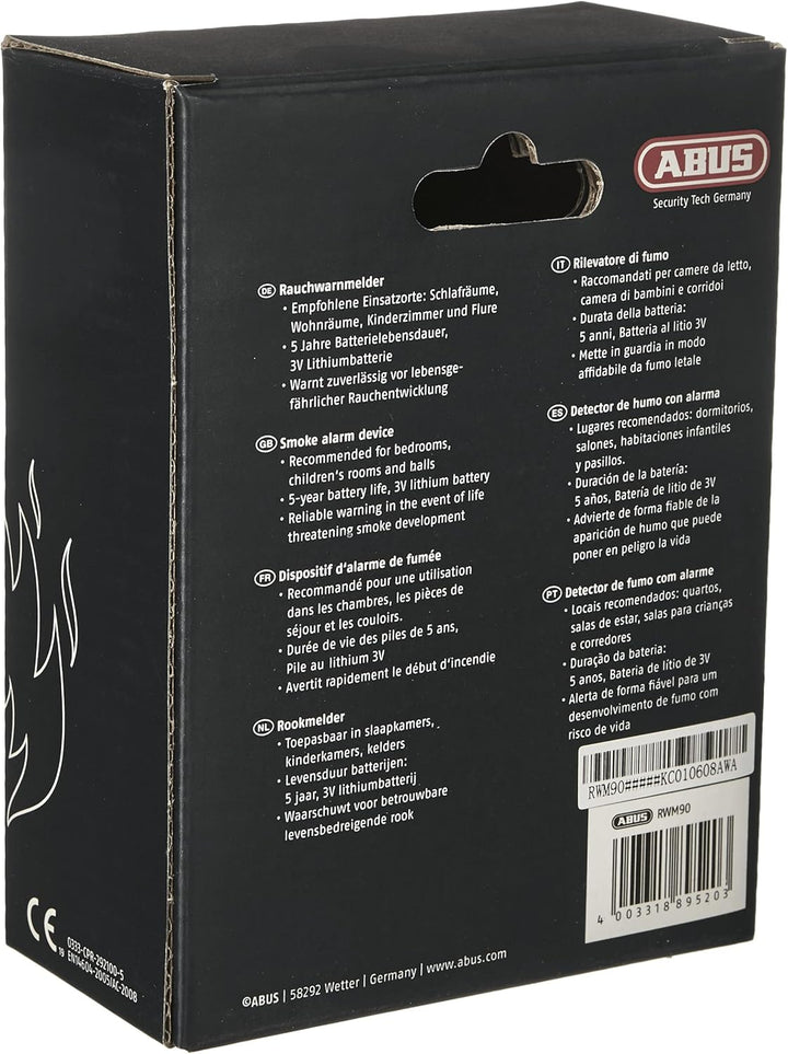 ABUS Kohlenmonoxid-Melder COWM370 - CO-Melder - Weiss & Rauchmelder RWM90 - mit austauschbarer 5-Jah
