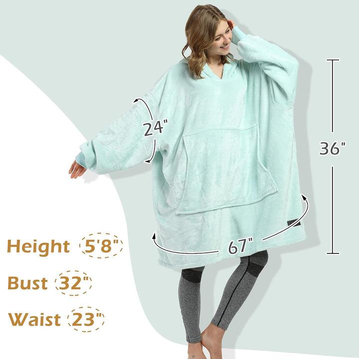 Catalonia Classy Übergrosse Fleece Hoodie Decke Aqua, Warme Grosses Kapuzendecke Tragbare Decke zum