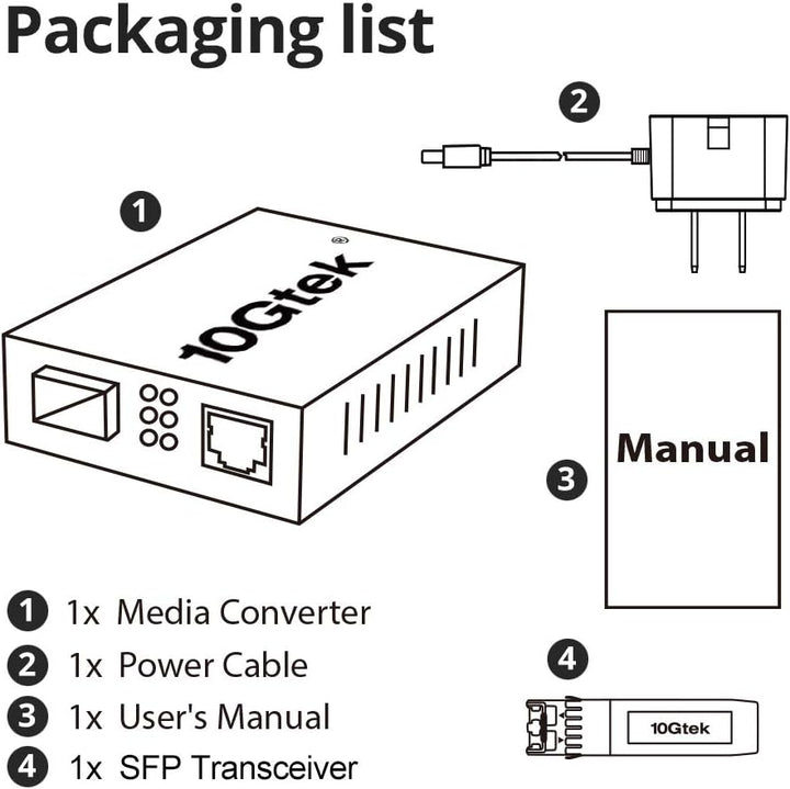 10Gtek® [2 Stück] Gigabit Ethernet Medienkonverter, SFP Slot mit SFP SX Modul, Multi-Mode Dual LC Fa