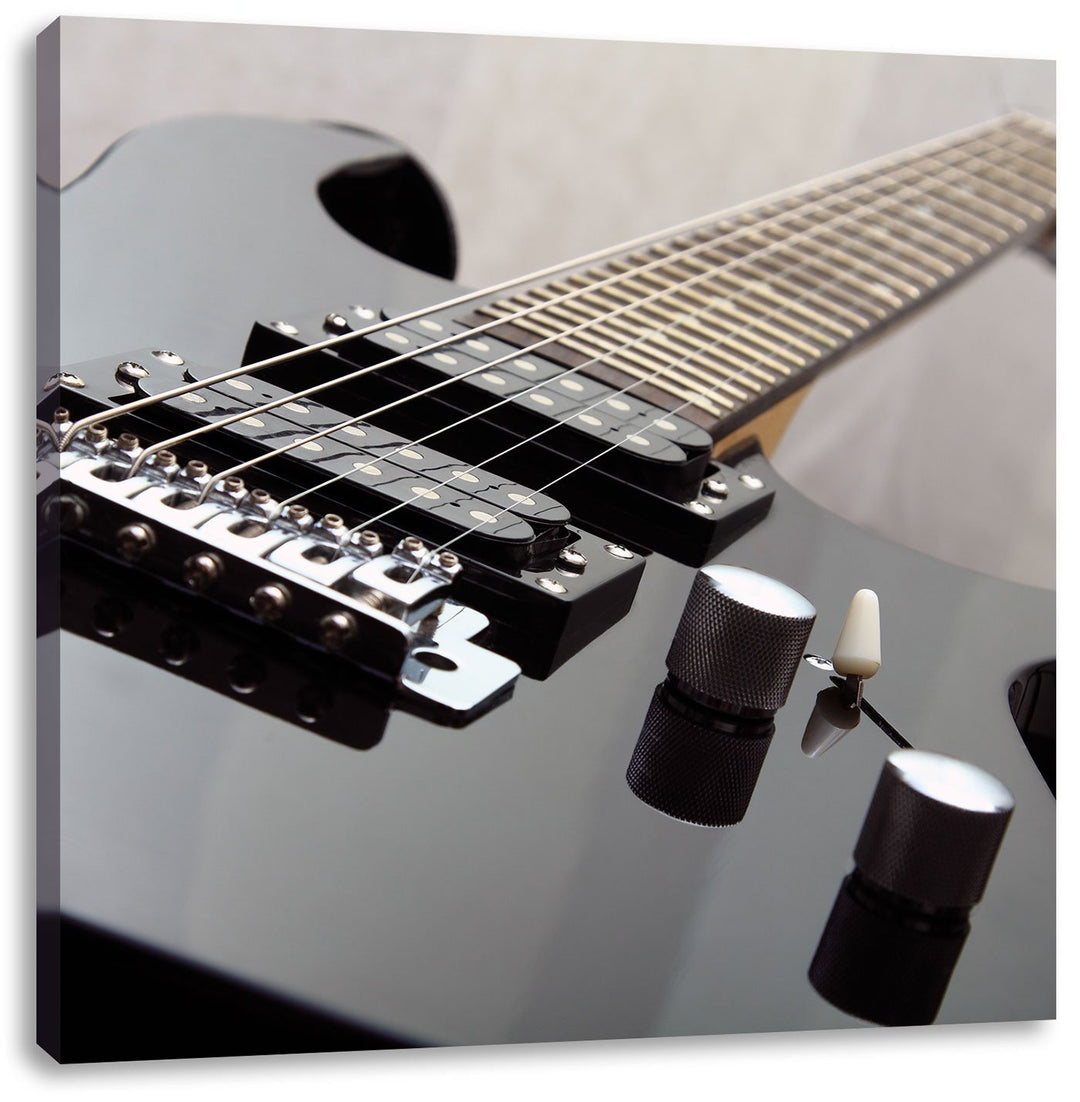 Pixxprint Black Guitar als Leinwandbild Quadratisch | Grösse: 70x70 | Wandbild| Kunstdruck | fertig