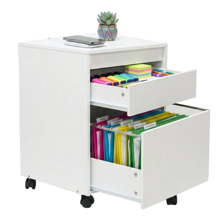 Relaxdays Rollcontainer, 2 Schubladen, Hängeregister, HxBxT: 57 x 40 x 40 cm, Schreibtischcontainer