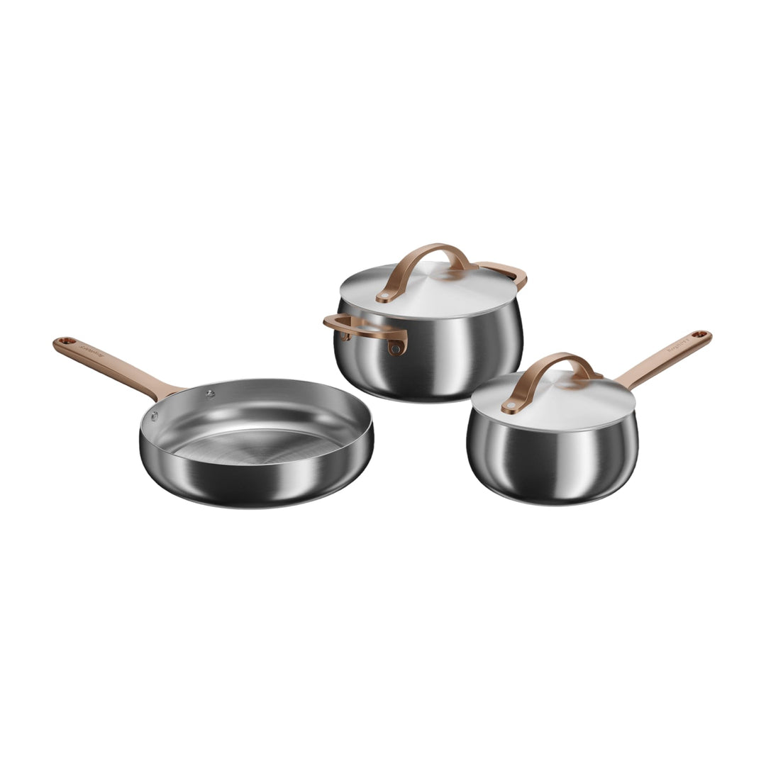 BergHOFF Home Topfset Edelstahl – 5-tlg. – Topf und Pfannenset Set mit Deckel - Kochtopfset für alle