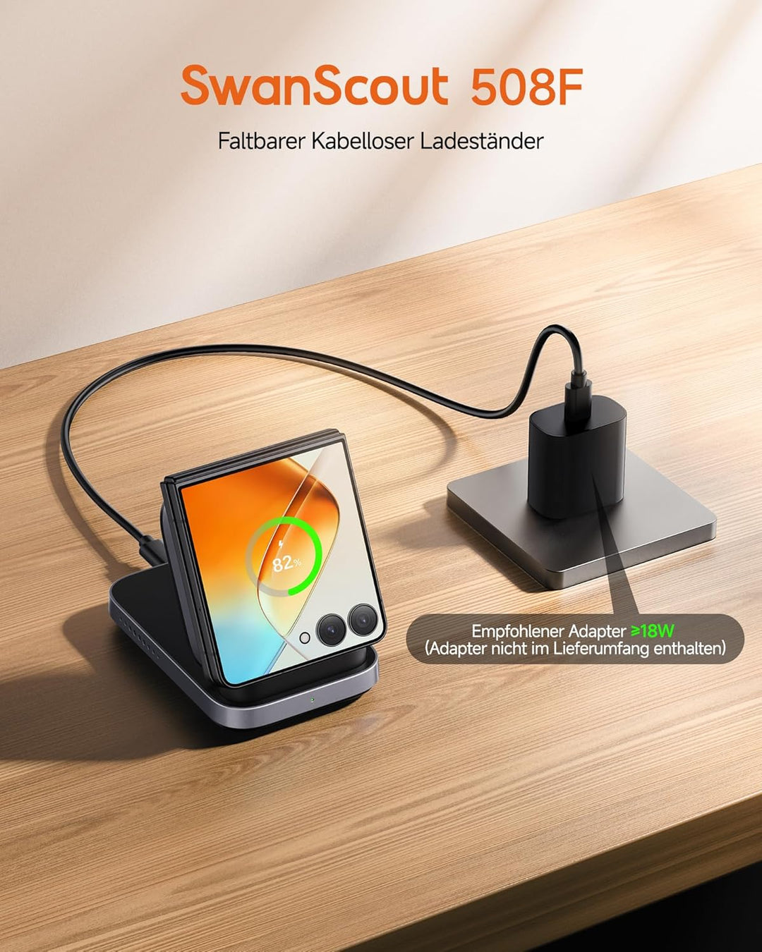Induktive Ladestation für Samsung Z Flip 7, Faltbare Wireless Charger für Galaxy Z Flip 7/7 FE/6/5/4