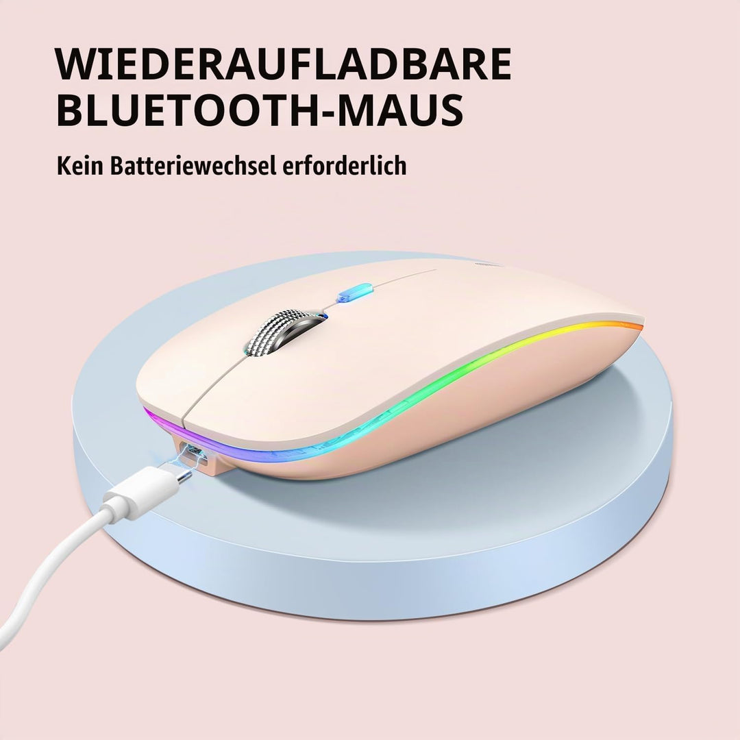 Uiosmuph Bluetooth Maus Kabellose, LED Funkmaus wiederaufladbar Leise Wireless Mouse 2.4GHz Kabellos