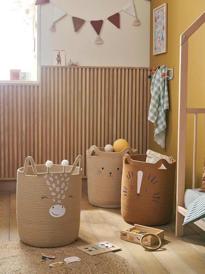 Vertbaudet Kinderzimmer Aufbewahrungskorb KATZE beige