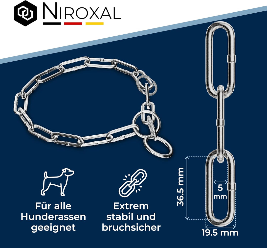 rostfreier Kettenwürger mit Zugstop zum Hundetraining - Hunde Halsband Hundekette aus Edelstahl - la