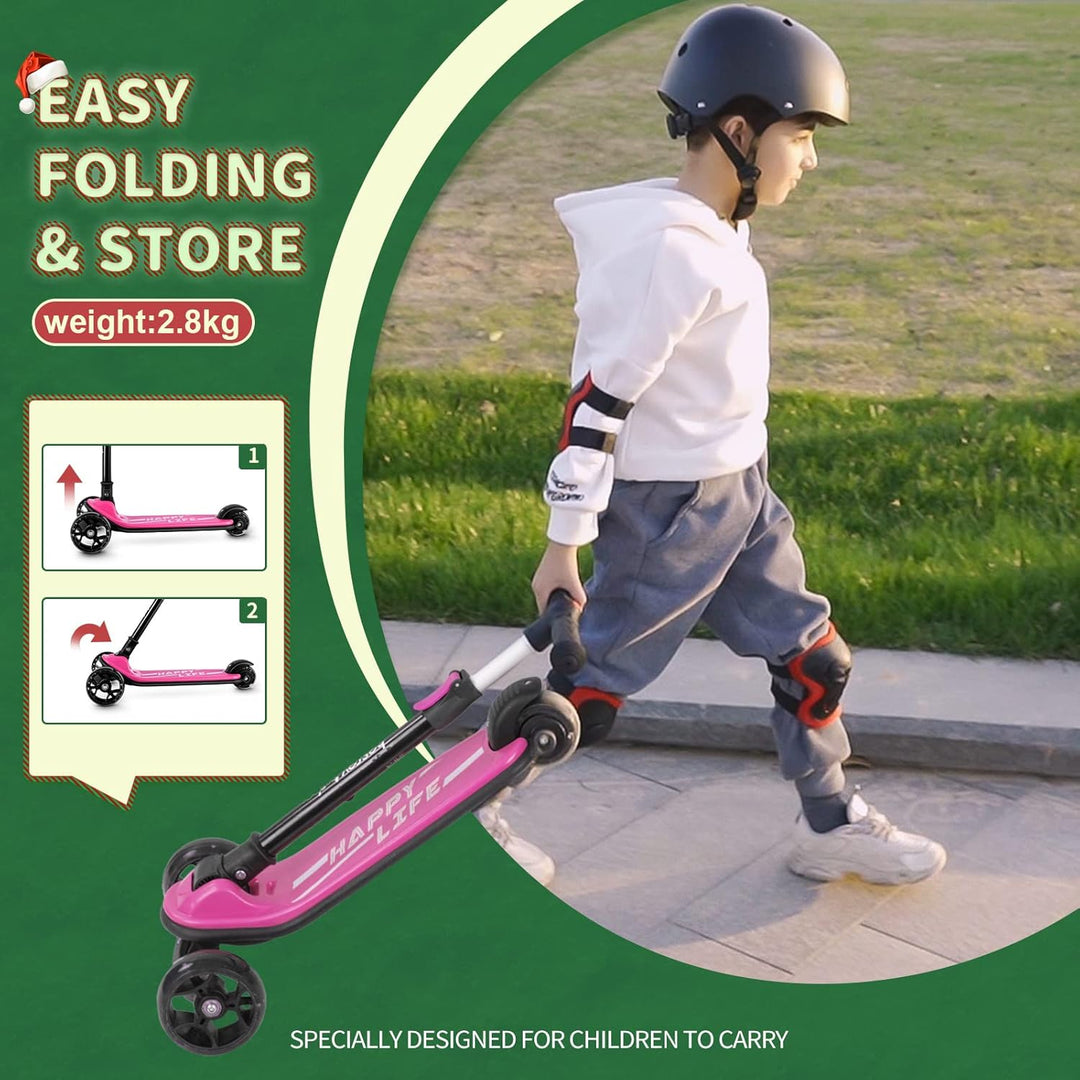 besrey Scooter Kinder Roller, der sichere Premium Dreiradscooter mit PU LED Leuchtenden Räder, Faltb