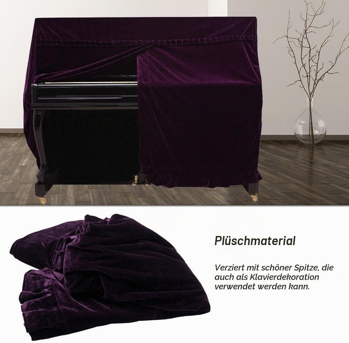 Dilwe Klavierdeckel, Colorfast Pleuche Piano Staubdicht Dekoriert Cover Purpur, Purpur