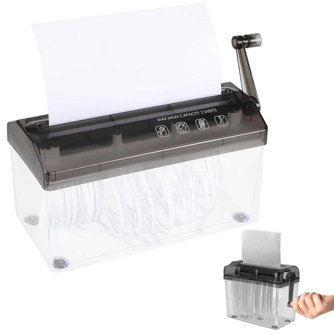 Manueller Aktenvernichter A4, Hand-Papierschredder Mini Schredder mit Kurbel, 3mm Streifenbreite Han
