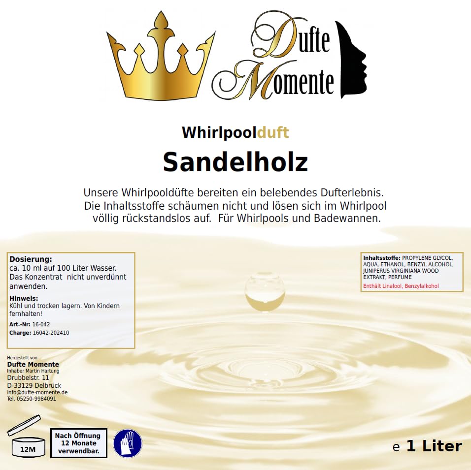 Dufte Momente Whirlpoolduft Sandelholz - 1 Liter